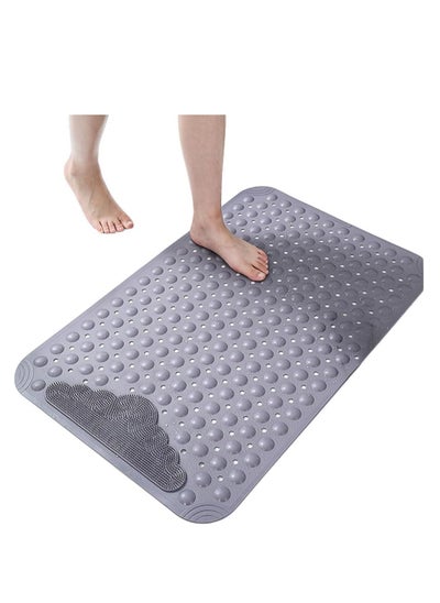 Buy Bathtub Mat with Suction Cups Drain Holes Shower Mat Large Rectangle Shower Mat with Massage Bubbles for Foot Massage Rubber Bathroom Floor Mat Non-Slip Bath Mat Machine Washable 50x80cm in Saudi Arabia