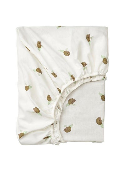 Buy Fitted Sheet For Cot Hedgehog Pattern And White 60X120 Cm in Saudi Arabia