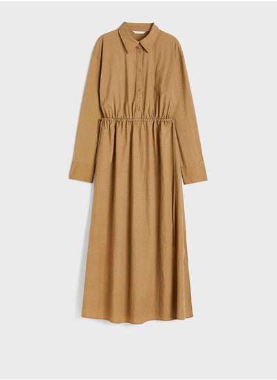 اشتري Drawstring Ruched Waist Shirt Dress في السعودية