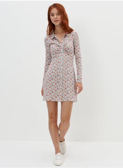 Buy Floral Print Button Down Dress in UAE