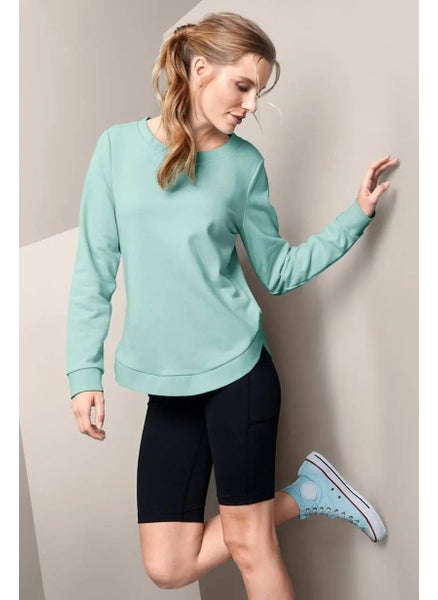 Buy Women Round Neck Plain Sweatshirt, Mint Green in UAE