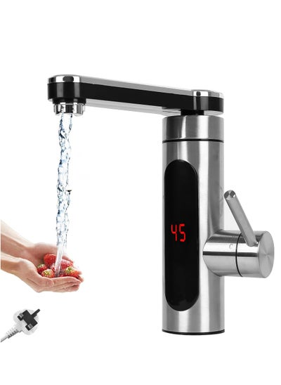 اشتري Instant Tankless Electric Hot Water Faucet with LED Digital Display 360°Swivel Stainless Steel Instant Quick Hot Tap for Kitchen Bathroom في السعودية