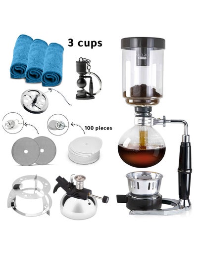 Buy Coffee and tea set 9 in 1 syphon maker 3 cups in Saudi Arabia