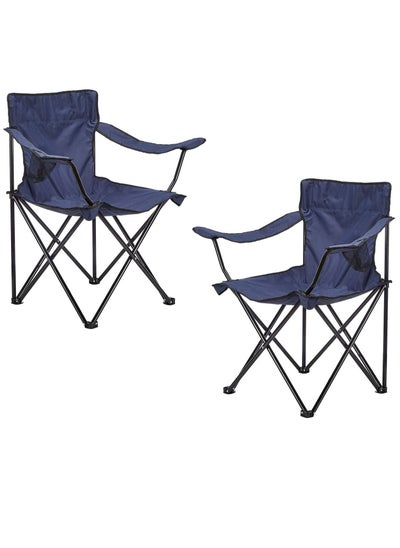 Buy Folding Beach Chair Foldable Camping Chair with Carry Bag for Adult, Lightweight Folding High Back Camping Chair for Outdoor Camp Beach Travel Picnic Hiking (2, Navy Blue) in UAE