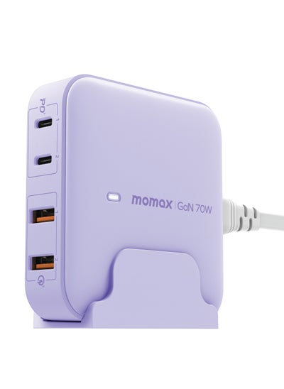 اشتري Momax Oneplug Desktop Charger With GaN 4-Port 70W - Purple في السعودية