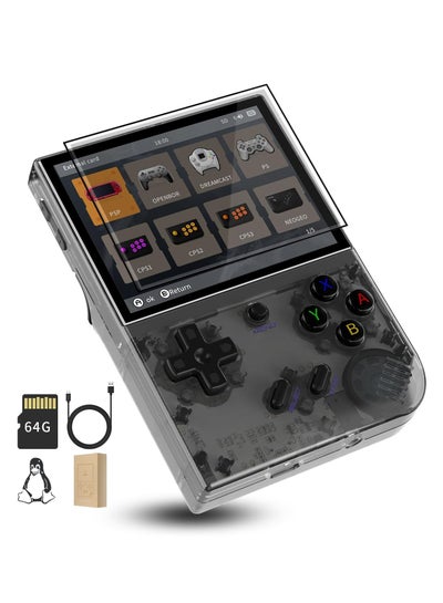 Buy RG35XX Plus Linux Handheld Game Console, 3.5'' IPS Screen, Pre-Loaded 6900 Games, 3300mAh Battery, Supports 5G WiFi Bluetooth HDMI and TV Output (64GB, Transparent Black) in Saudi Arabia