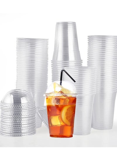 Buy 100 PACK 12 oz Clear Plastic Cups with Lids in Egypt