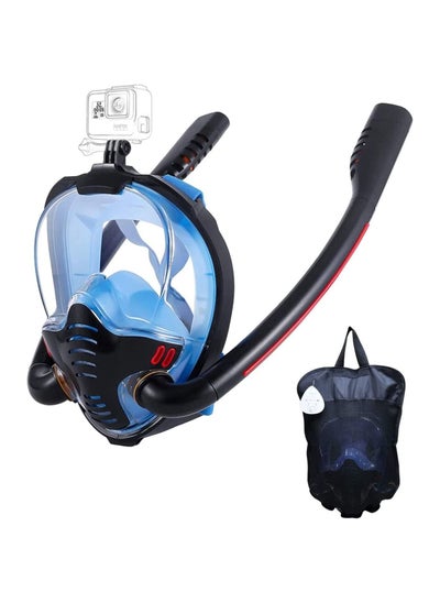 اشتري Full Face Snorkel Mask - Diving Mask with Dry Top Breathing System Double-Tube, 180 Degree Panoramic Snorkeling Mask with Camera Mount, Anti-Fogging Anti-Leak Snorkeling Gear for Adults and Kids في الامارات