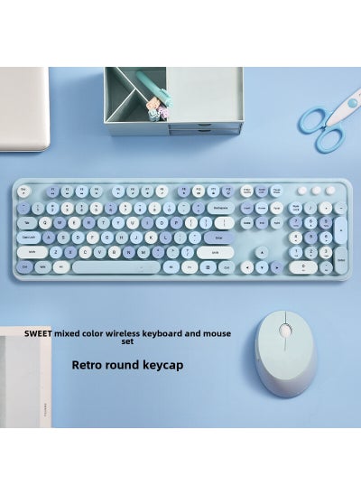 اشتري Ferris hand Sweet keyboard mouse suit Wireless Keyboard mouse mute laptop office 2. 4gusb interface Sweet ☆ blue mixed color في السعودية