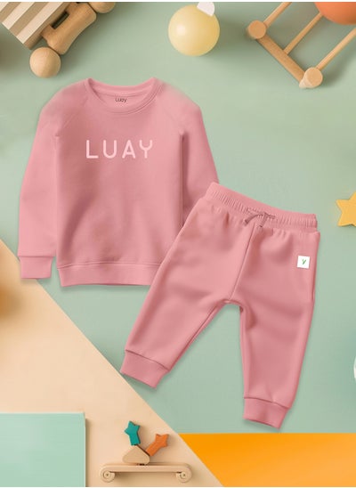 Buy LUAY Unisex 100% Bamboo based Ultra-Soft fabric Sweatshirt_pant Set_Peach in UAE