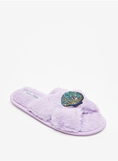 اشتري Sequin Embellished Cross Strap Bedroom Slides في الامارات