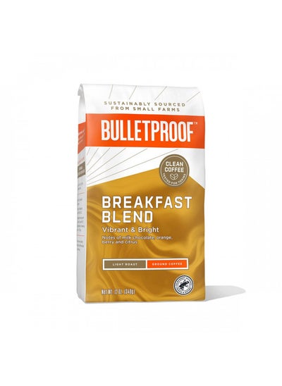 Buy Bulletproof Breakfast Blend Light Roast Ground Coffee, 12 Ounces, 100% Arabica Coffee Sourced from Guatemala, Colombia & El Salvador in UAE