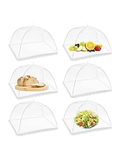 Buy (6 Pack) Pop-up Picnic Mesh Food Covers Tent Umbrella For Outdoors, Screen Tents,Parties Picnics,BBQ,Reusable And Collapsible Food Tents,camping Food Net Cover Keep Out Flies 17X17inch in UAE