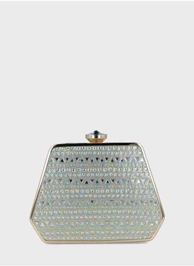 Buy Textured Magnet Lock Clutch Bag in UAE