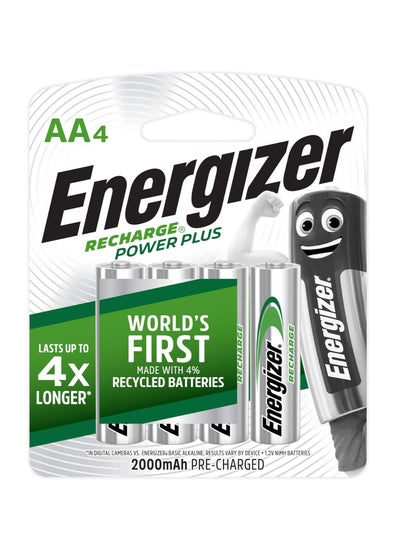 Buy 4-Piece Power Plus Rechargeable Batteries AA Size 2000mAh Capacity in UAE