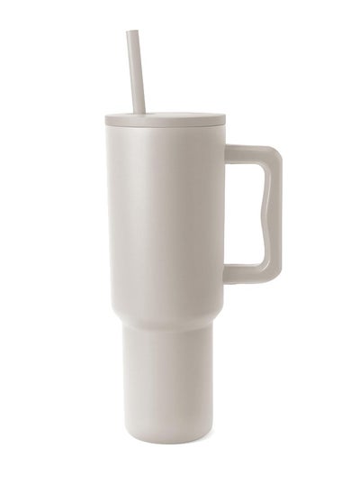 Buy 40oz Car Cup Threaded Lid with Straw Insulated Cold Travel Ice Cup(Grey) in Saudi Arabia