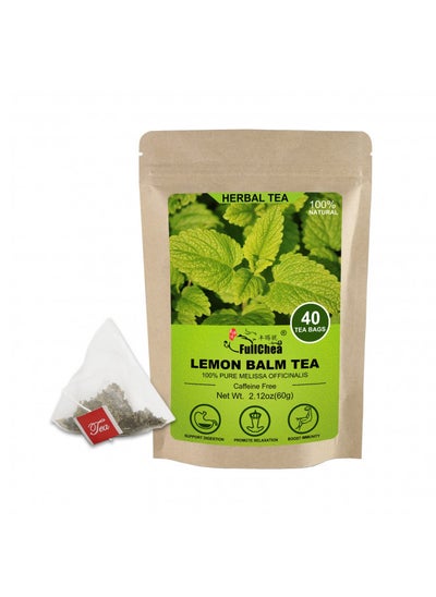 اشتري FullChea - Lemon Balm Tea Bag, 40 Teabags, 1.5g/bag - Premium Lemon Balm Herb - Melissa Officinalis - Non-GMO - Caffeine-free - Promotes Relaxation & Support Digestion في الامارات