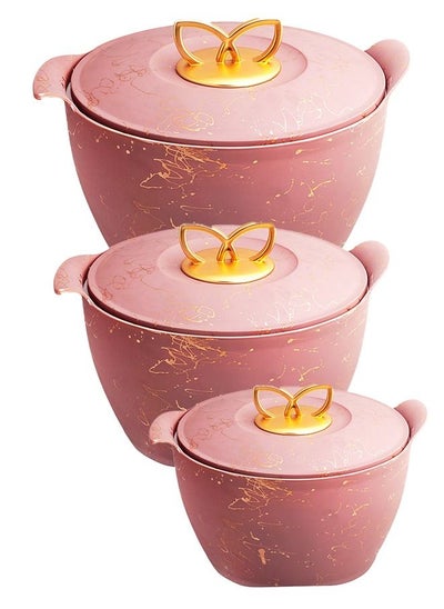 Buy Rashi Nexus Insulated Casserole Set of 3 Pieces-1800ml,2600ml and 3600ml, Pink in Saudi Arabia