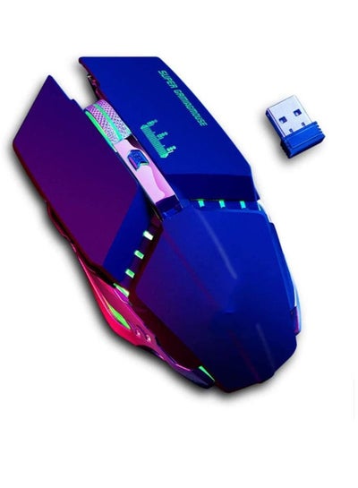 اشتري Wireless Gaming Mouse with USB Rechargeable Silent Optical Mice Receiver Quiet Click Buttons 3 Adjustable DPI 7 Colors LED Lights Multi-Colour Backlit Game Mice for Laptop Computer في السعودية