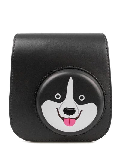 اشتري PU Leather Case for Fujifilm Instax Mini 11, with Adjustable Shoulder Strap Instant Camera Cover Black Dog Designed في السعودية