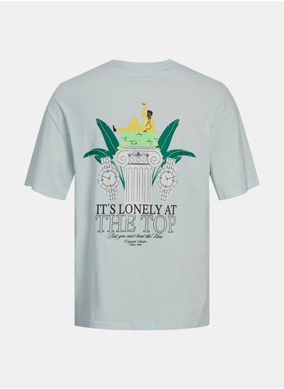 اشتري Its Lonely At The Top Front and Back Print Knit Crew Neck T-Shirt في السعودية