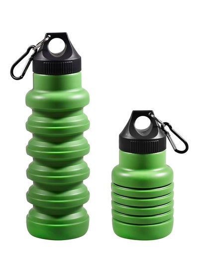 اشتري Collapsible Water Bottle 550ml Reusable Leakproof Silicone Foldable Portable Water Bottles BPA Free for Travel Gym Camping Hiking Cycling Yoga Sports Outdoor 1 Pcs Dark Green في الامارات