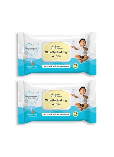 Buy Xtrahydrating™ Wipes Xtrathick™ With Xtra Moisture ; Doctor Tested Best Wipes (Unscented) ; 3.5X Moisture Vs.Ordinary Wipes; 72 Wipes Pack Of 2 144 Pcs ;Best Baby Wipes For Newborns in Saudi Arabia