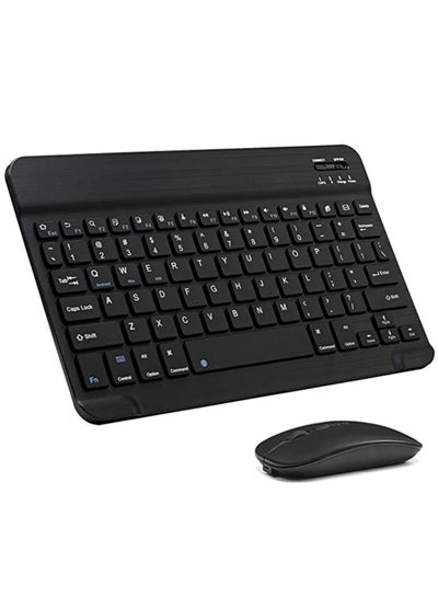 Buy Arabic and English Bluetooth Keyboard and Mouse Combo Ultra-Slim Portable Compact Wireless Mouse Keyboard Set for IOS Android Windows Tablet Phone iPhone iPad Pro Air Mini (Black) in UAE