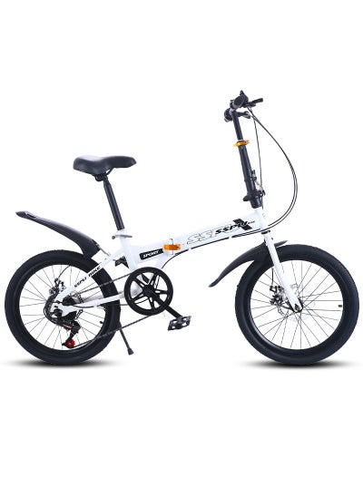 Buy 20in Folding Bike, 7 Speed Foldable City Bike, Carbon Steel Bicycle for Adults, Foldable Bicycle with Adjustable Seats & Disc Brake for Traveling & Exercising in Saudi Arabia