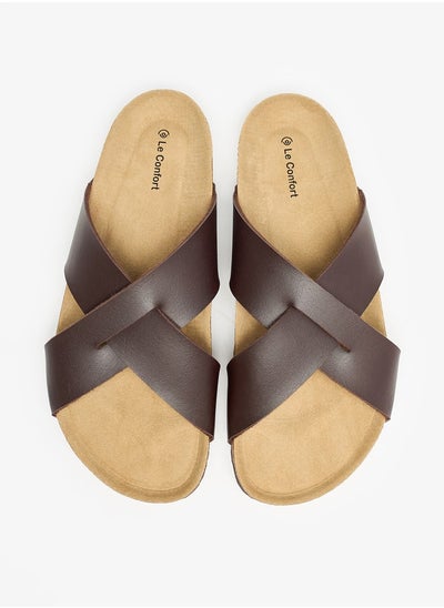 Buy Men Cross Strap Slip-On Sandals in UAE