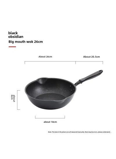 Buy Non-Stick Maifan Stone Wok Home Use 26cm black wok (without lid) in Saudi Arabia