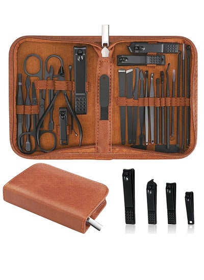 Buy 26 Piece Manicure Set Professional Nail Clipper Kit Stainless Steel Manicure and Pedicure Kit, Scissors Grooming Kit Nail Care Tools with Luxurious Travel Case in Saudi Arabia