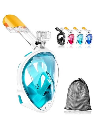 Buy SportQ 180 Degree Full Face Snorkeling Mask with Detachable Camera Holder, Anti-fouling, Adjustable Head Straps, Professional Snorkeling Set for Adults and Youth green  L/XL in Egypt