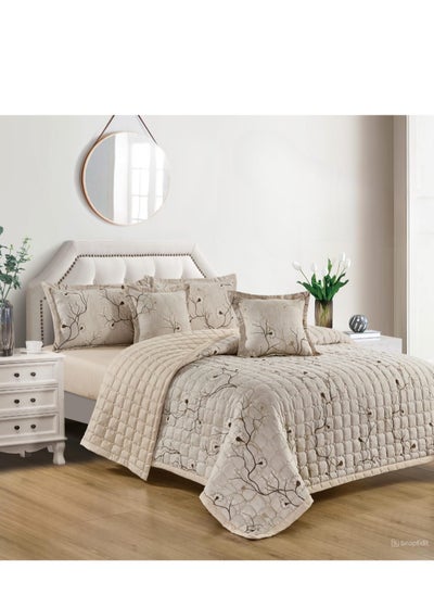 Buy Floral compressed double quilt set, 6 pieces, size 230 * 250 cm in Saudi Arabia