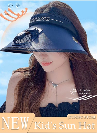 Buy Women's Fan Cap Large Beach Hat Sun Shade Hat With USB Fan UV Protection UPF50+ Design Visor Female Sun Hat For Beach Holiday Vacation in Saudi Arabia