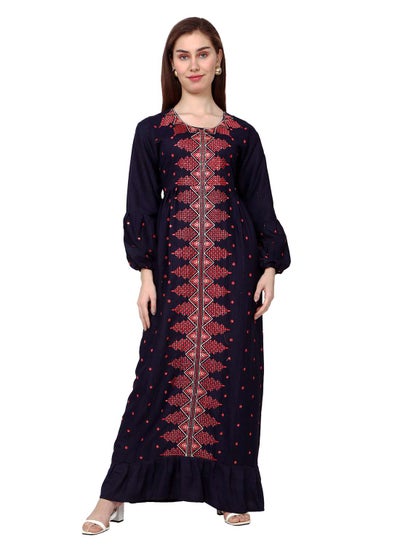 اشتري LONG VISCOSE UNIQUE EMBROIDERY LONG SLEEVES ARABIC KAFTAN JALABIYA DRESS في السعودية