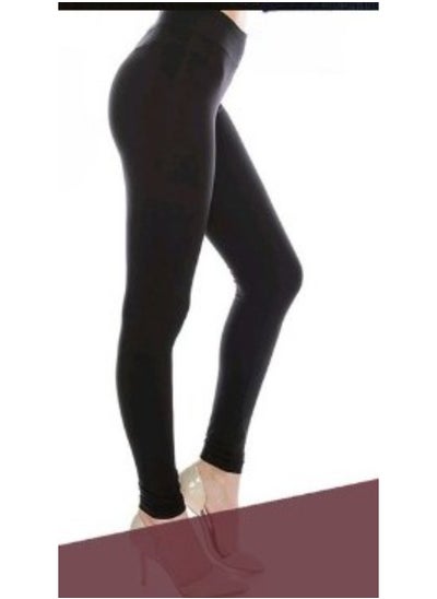 Buy Women's Wide Waistband Blackout Cotton Capri Leggings in UAE