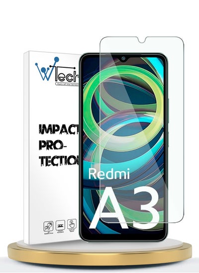 اشتري واقي شاشة من الزجاج المقسى من سلسلة بريميوم بحواف منحنية 9H 2.5D لهاتف Xiaomi Redmi A3 4G 2024 شفاف في الامارات