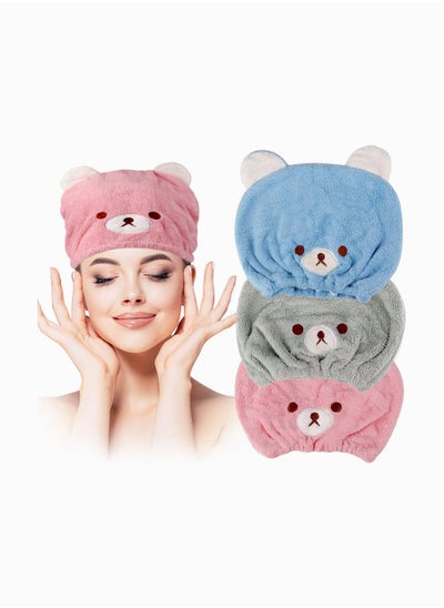 اشتري Soft Absorbent Hair Drying Towels for Kids - 3 Pack Hair Wraps for Girls, Quick-Dry Head Towels for Children في الامارات