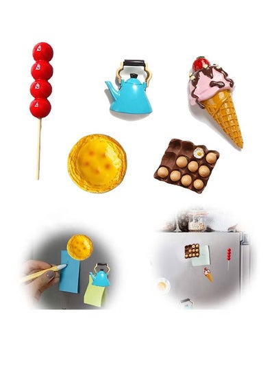 Buy 5 Pieces Refrigerator Magnets, Fun 3d Refrigerator Magnet Decoration Simulated Food Ornaments Message Stickers for Refrigerators, Whiteboards, Maps, Calendars, and Other Magnetic Items in Saudi Arabia