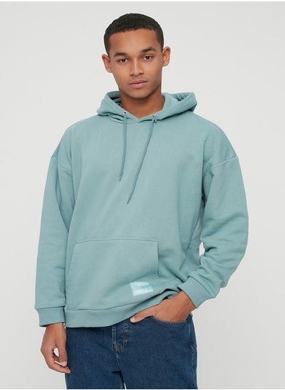 اشتري Basic Mint Oversize/Wide Cut Hooded Labeled Fleece Cotton Sweatshirt TMNAW21SW2005 في مصر