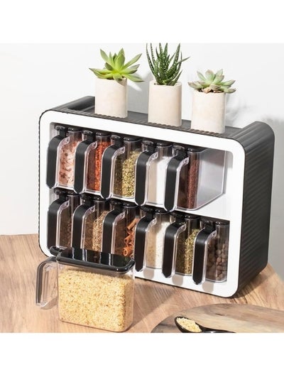 Buy Spice Organizer 12 Jars with 12 Plastic Spoons Wall Mounted Spice Rack in Egypt