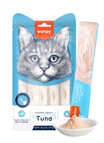 Buy Wanpy Creamy Lickable Cat Treats – Tuna (14gx5) – 1Box 12pcs in UAE