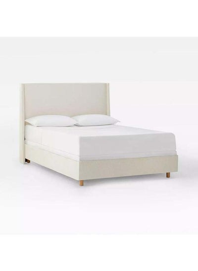 Buy Off-White Linen Tranquility: Swedish Wood Super King Bed (200x200x140) by Alhome in Saudi Arabia