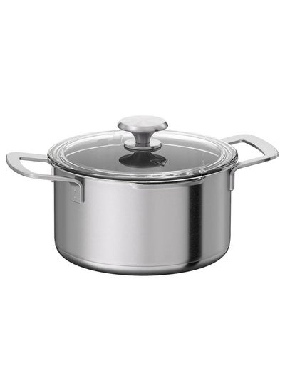 Buy Pot With Lid Stainless Steel And Glass 3 L in Saudi Arabia