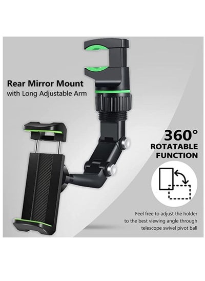 Buy Rearview Mirror Phone Holder For Car 360° Rotating Multifunctional Rear View Mirror Phone Mount For All Smartphones in UAE