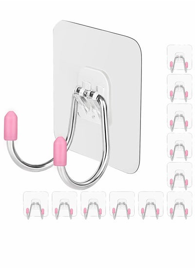 اشتري Self Adhesive Wall Hooks, Dual Head Large Heavy Duty Hooks, for Hanging Utility Hooks, for Kitchen Bathroom Ceiling Reusable Adhesive Hooks for Key, 12 Pack Max 30lb في السعودية