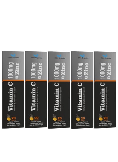 اشتري Vitamin C 1000mg With Zinc 10mg Effervescent 20 Tablets - Pack of 5 | Immune Supports and Antioxidant في الامارات