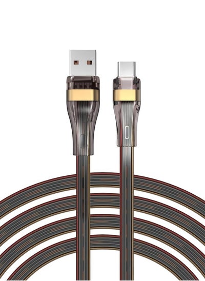 Buy 100W USB to USB C Cable, 5A Transparent Soft Silicone Type-C Super Fast Charging Reinforced SR and Flat Cable Supporting QC (2M/6.5Ft) in UAE