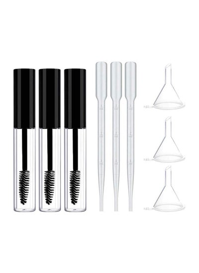 Buy Black Fiber Lash Extension Mascara 3ml Empty Tube Wand Eyelash Cream Container Bottle with 3 Funnels Transfer Pipettes in Saudi Arabia